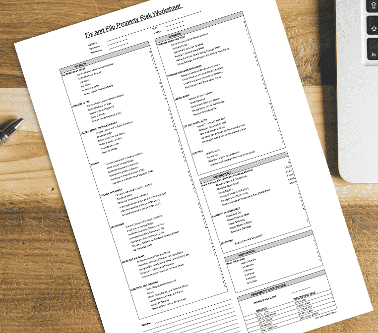 Fix and Flip Property Risk Assessment Worksheet