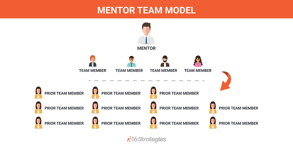 Chart showing the different roles that make up the mentor team structure in real estate