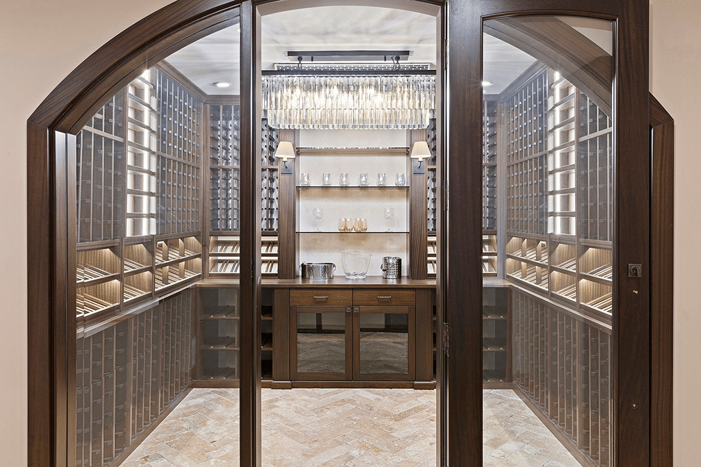 custom built wine cellar in a new luxury home