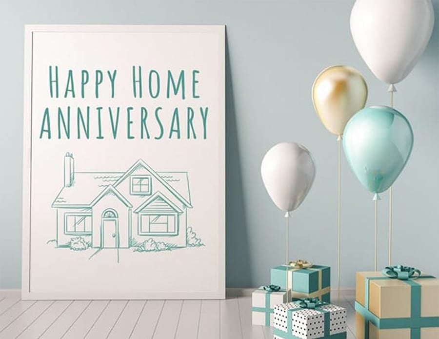 House purchase anniversary postcard template from ProspectsPLUS!