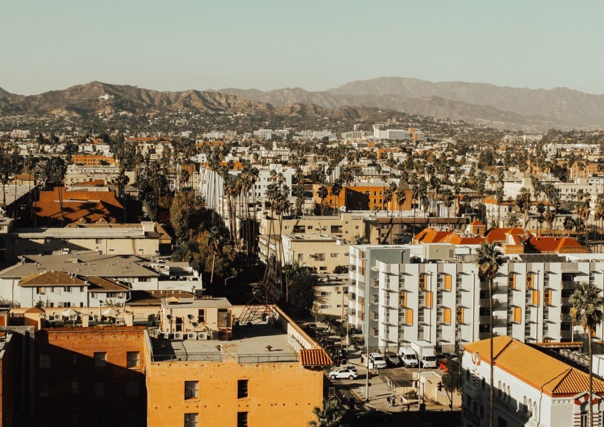 buildings and mountains