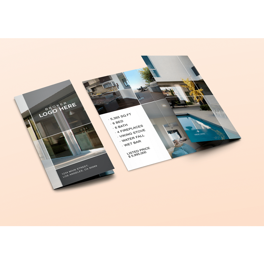 real estate brochure showcasing a new listing with modern design