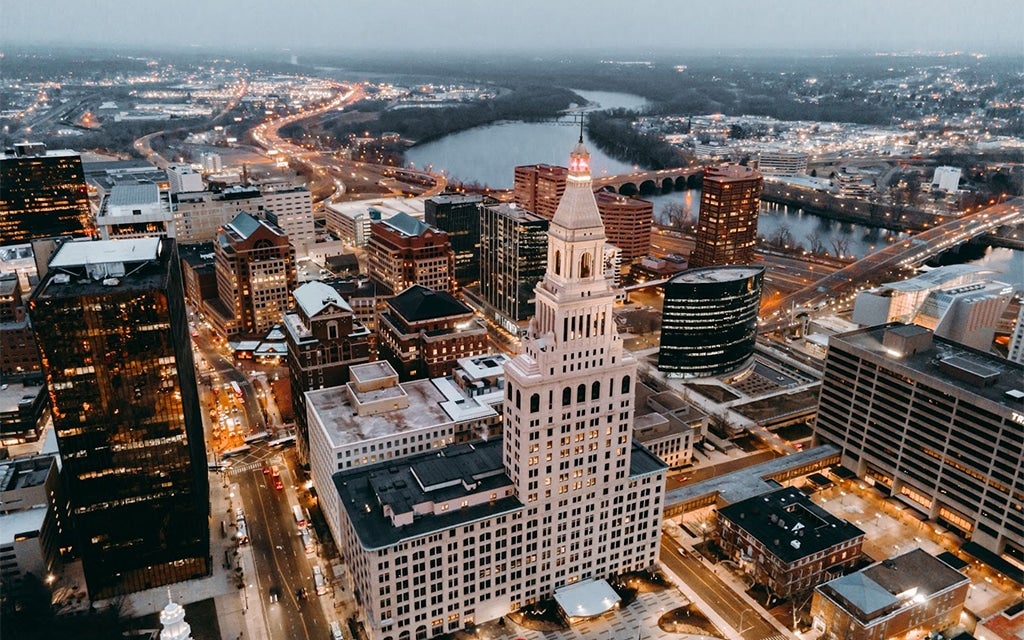 Aerial view of Hartford downtown, Connecticut