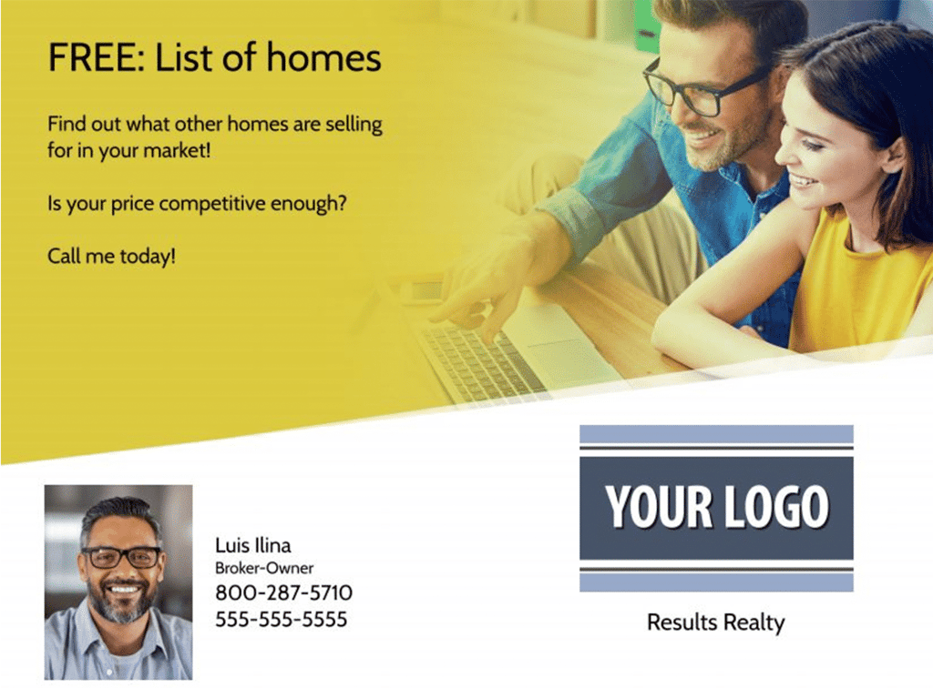Sample FSBO postcard template at ProspectsPLUS!