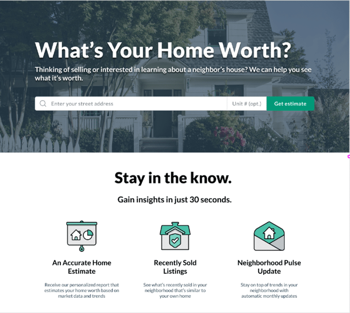 Home valuation page from CINC.