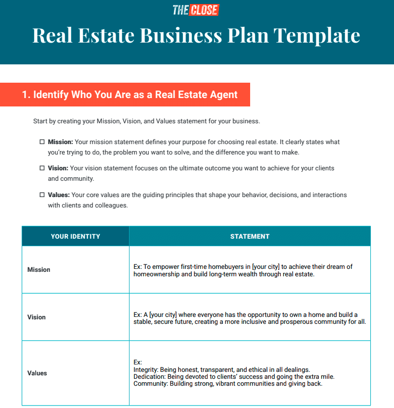 Screenshot of The Close Real Estate Business Plan Template