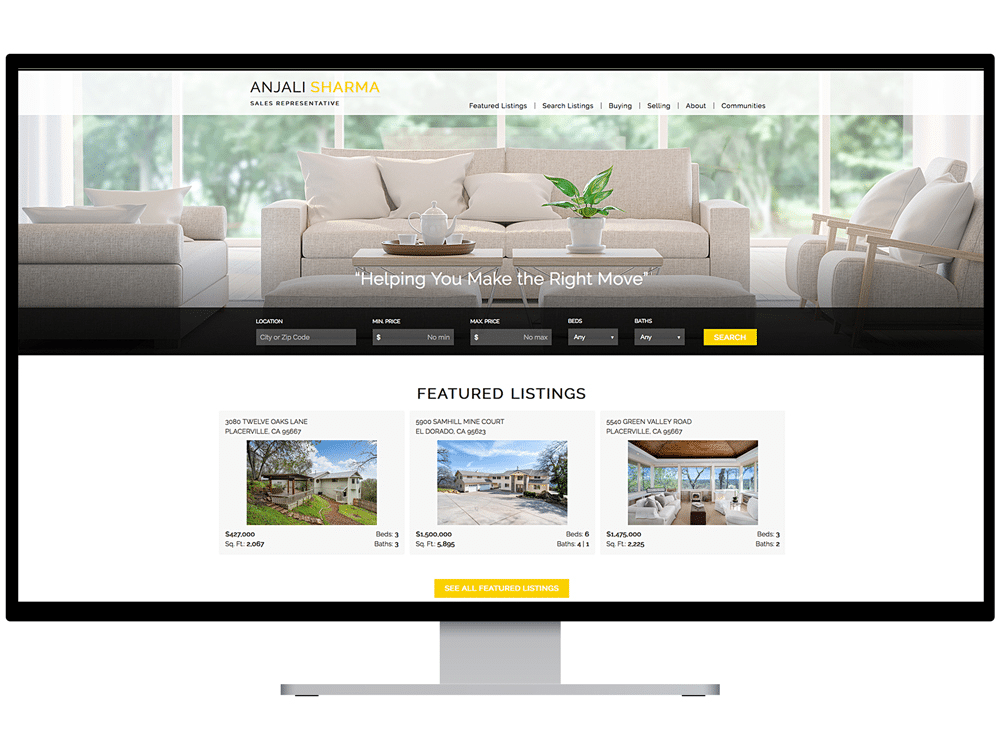 Agent real estate website on a monitor