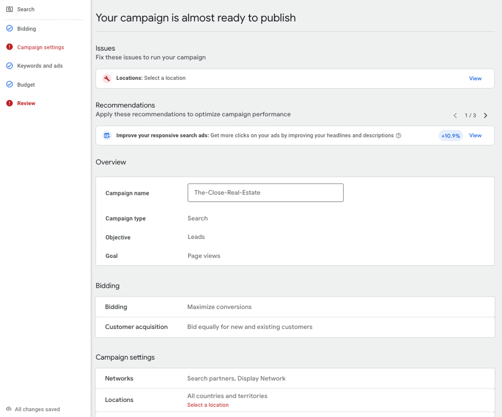 Google Ads settings review