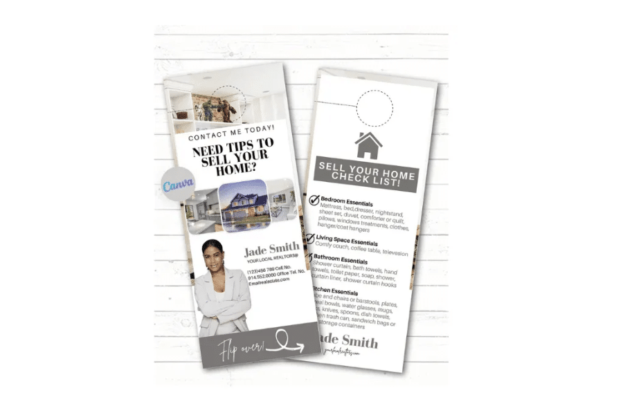 Real estate door hanger template for Canva