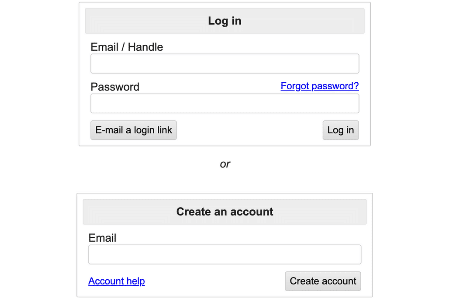 Craigslist log-in page