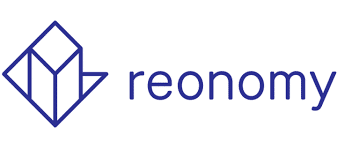 Blue logo with geometric shape next to company name