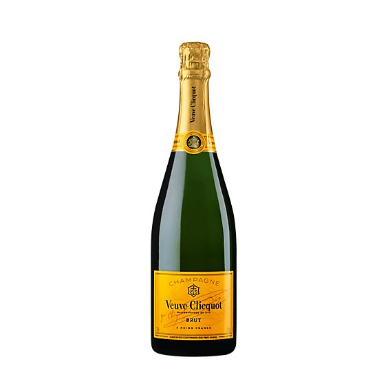 Bottle of champagne with yellow label