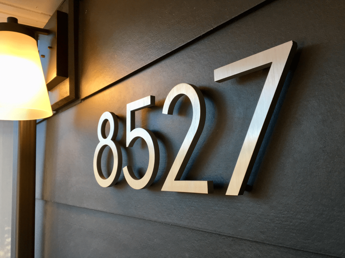 Modern, metal house numbers