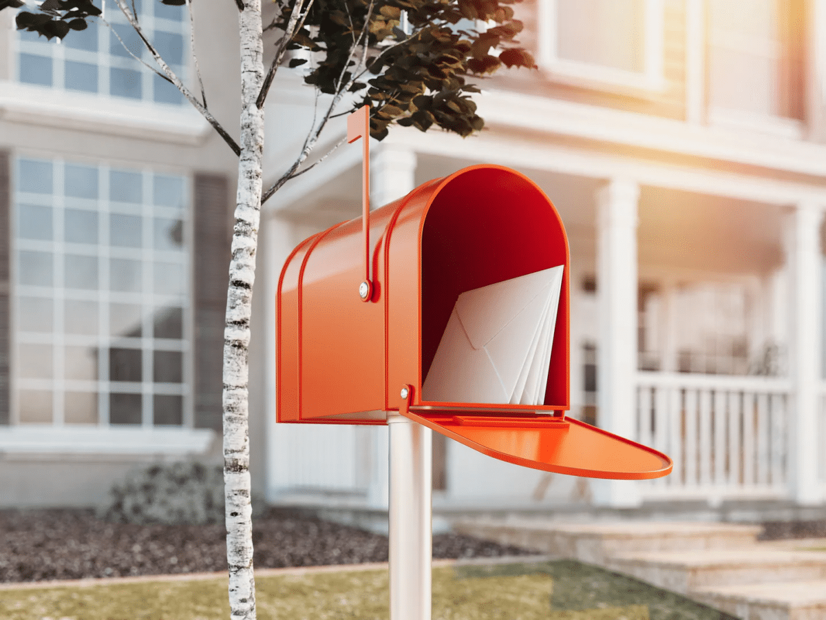 An orange mailbox