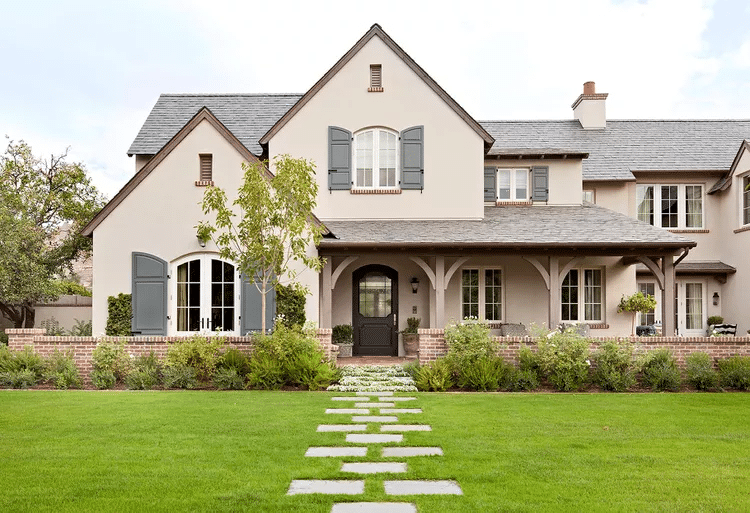 A greyish beige-colored house exterior