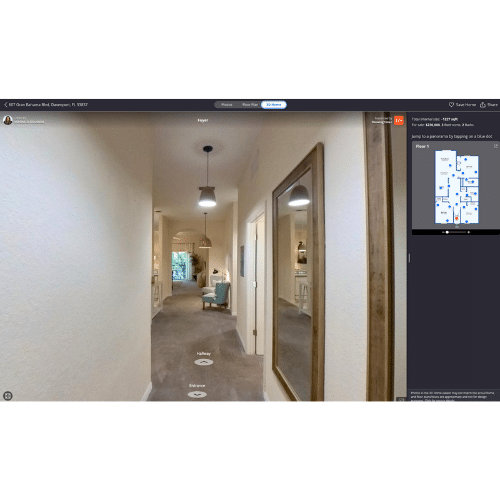 Matterport tour showing a home's hallway.