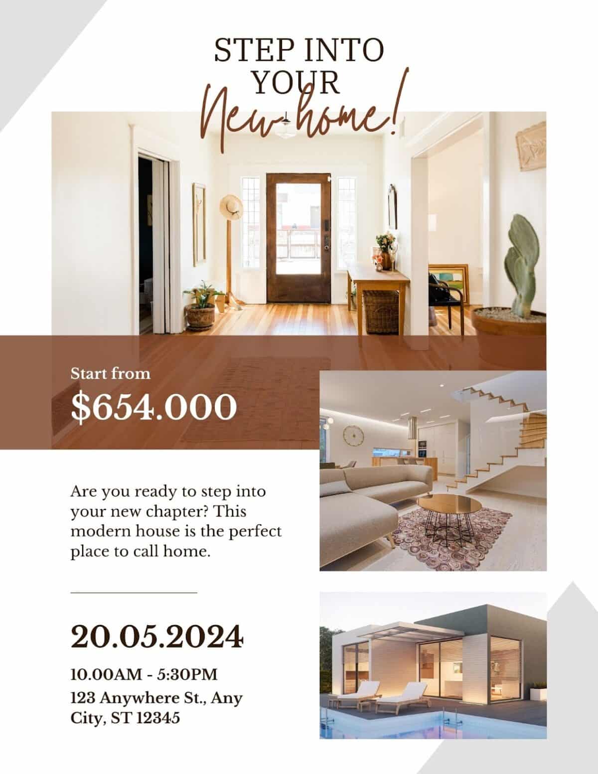 Modern real estate listing flyer