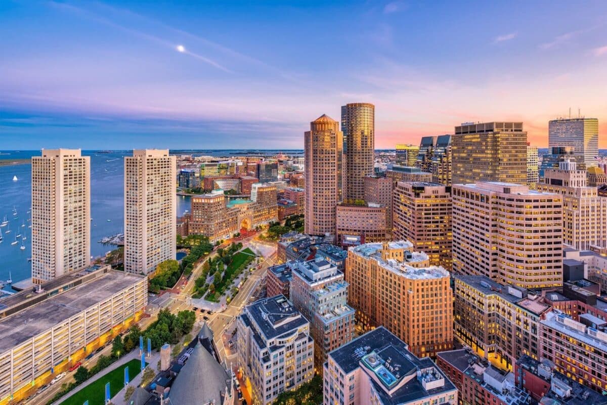 A picture of downtown skyline in Boston, Massachusetts