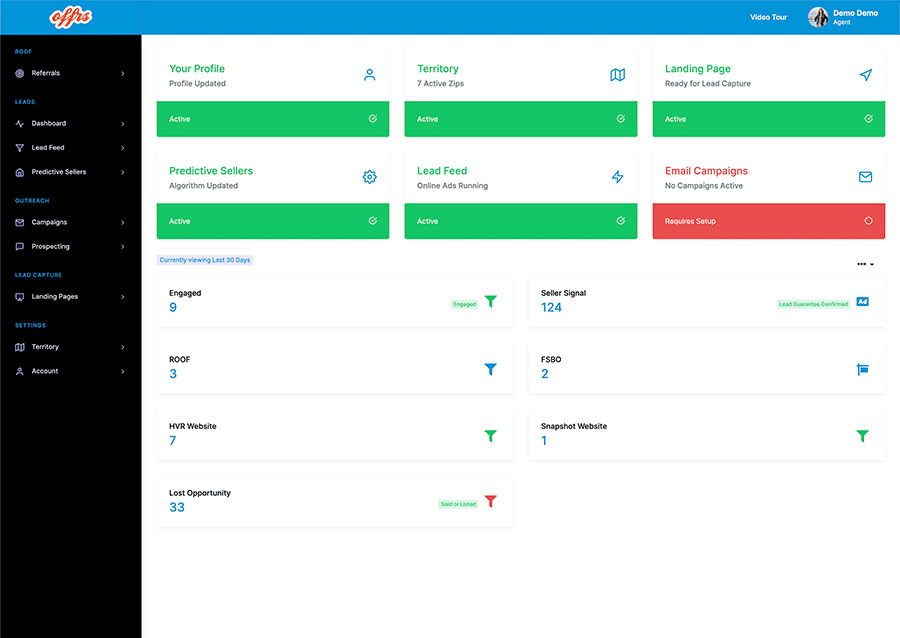  A screenshot of Offrs agent dashboard