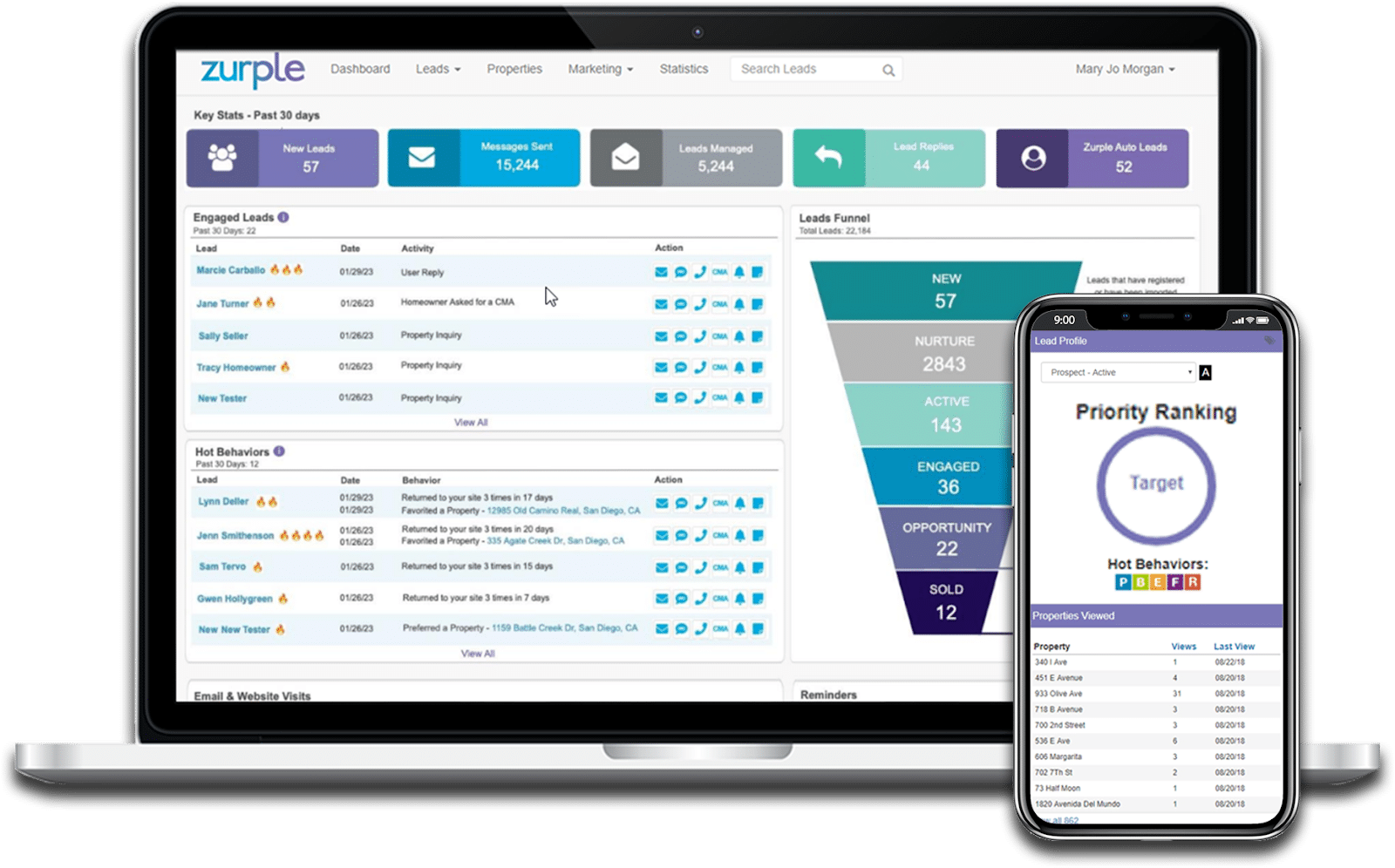 Zurple interface on laptop and mobile