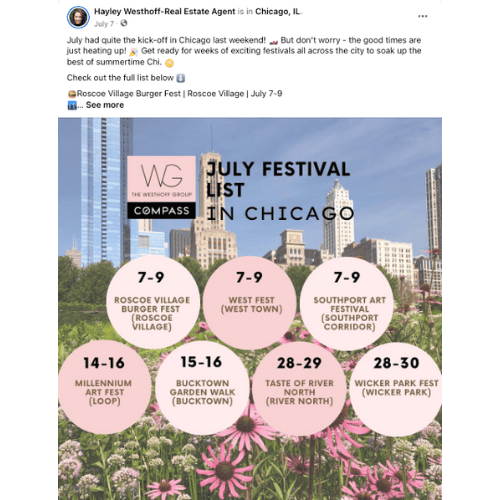 Screenshot of Facebook graphic for realtor local event