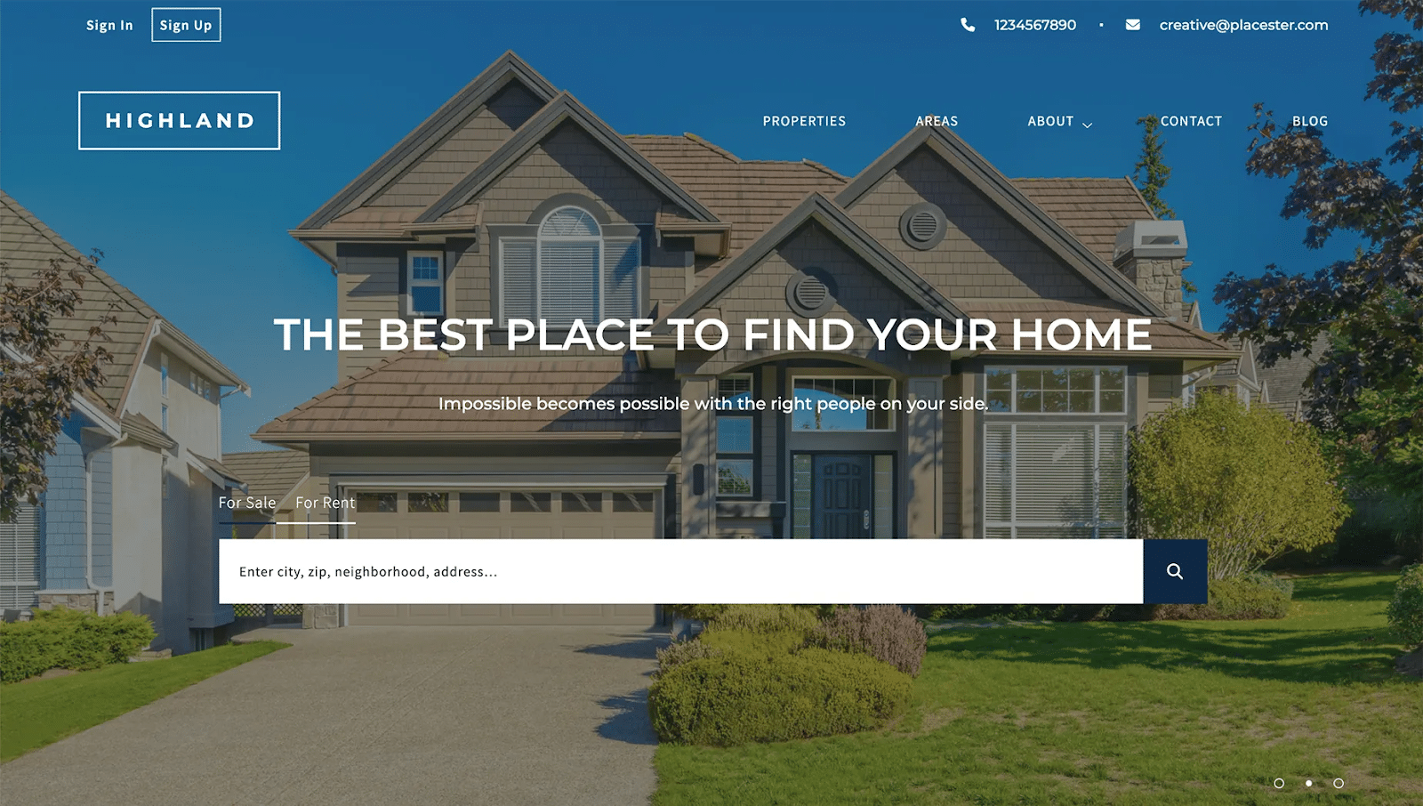 Example of a Placester website