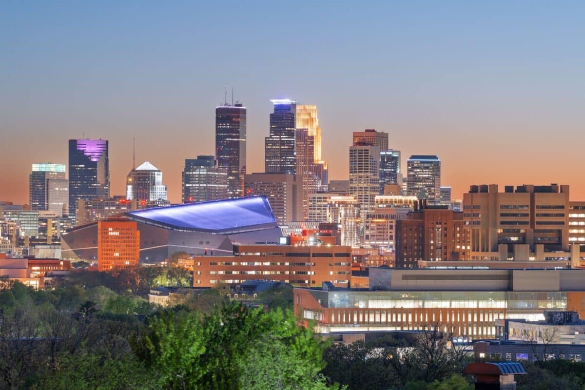 Minneapolis, Minnesota, USA Downtown City Skyline.