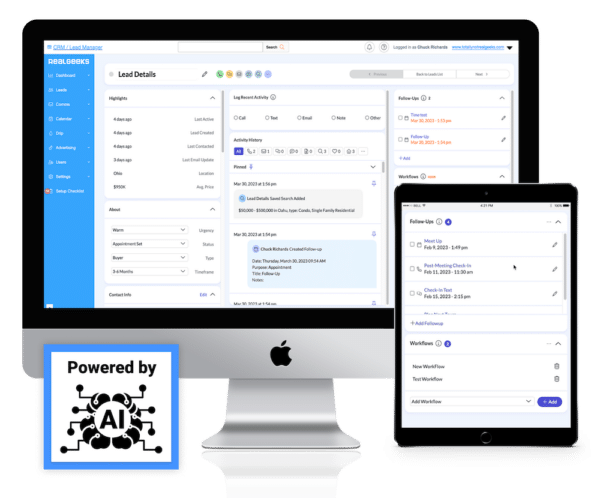 CRM dashboard on desktop and tablet