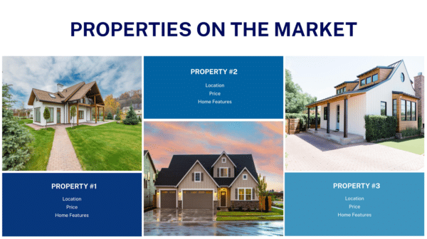 Screenshot of properties on the market section from The Close’s Buyer Presentation Template