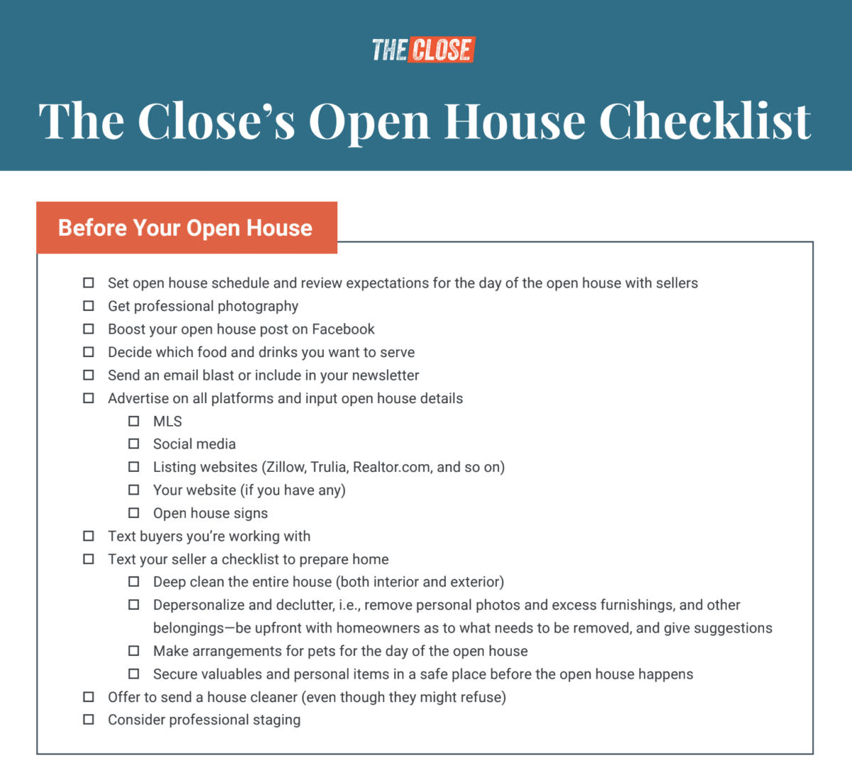 Open House Checklist