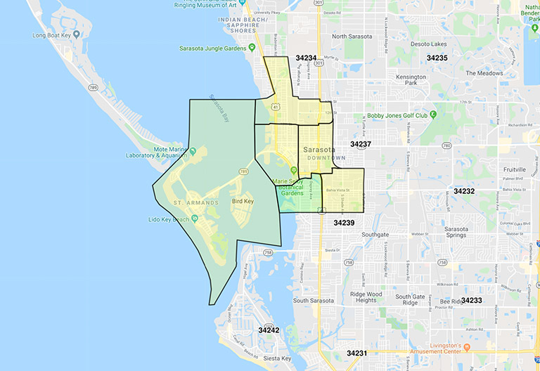 Map from Smartzip outlining Florida territories.