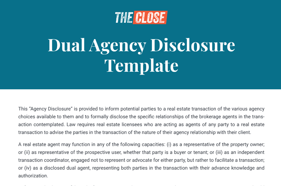 Dual Agency Disclosure template