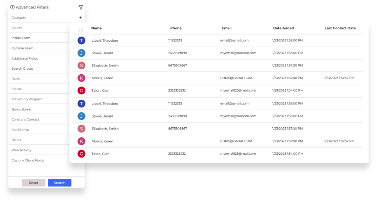 Wise Agent dashboard showing advanced filters for customization.