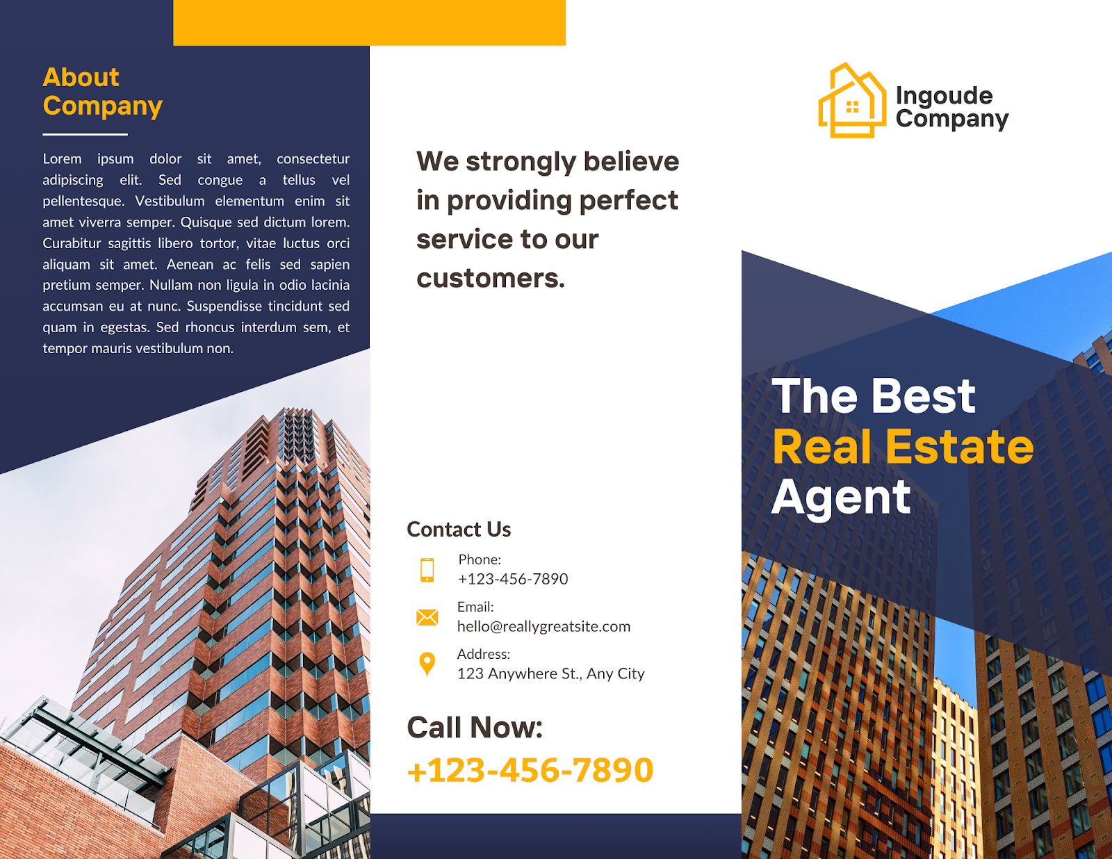 Real estate company trifold brochure front and back