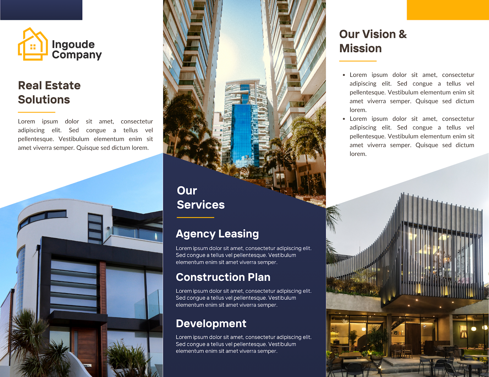 Inside of real estate company brochure template