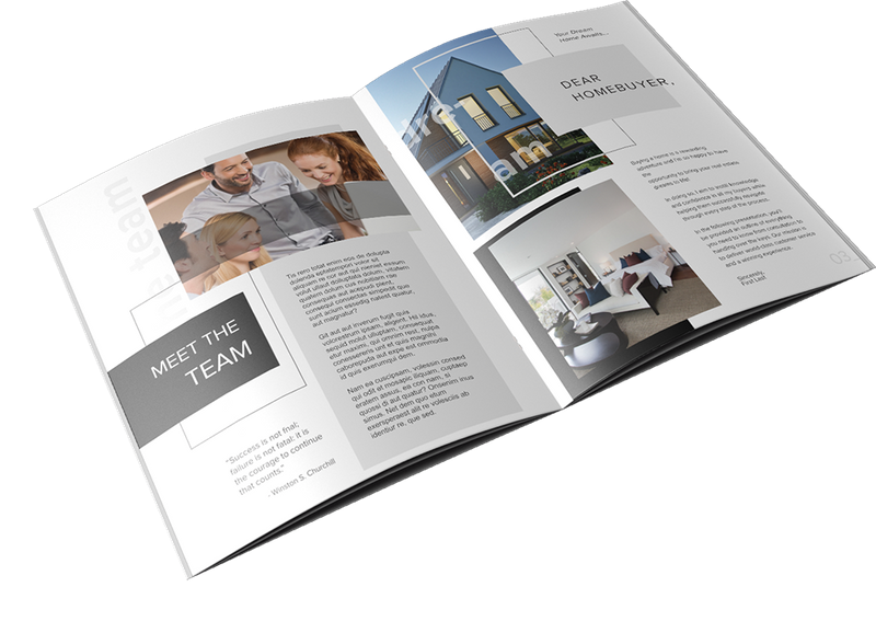 Inside of bifold homebuyers guide brochure