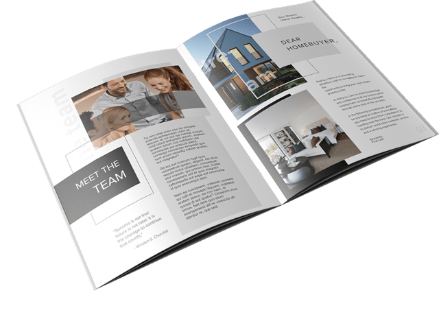 Inside of bifold homebuyers guide brochure