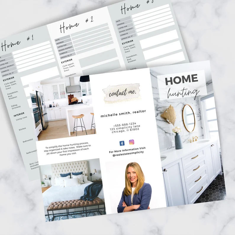 Modern home hunting real estate brochure from Etsy