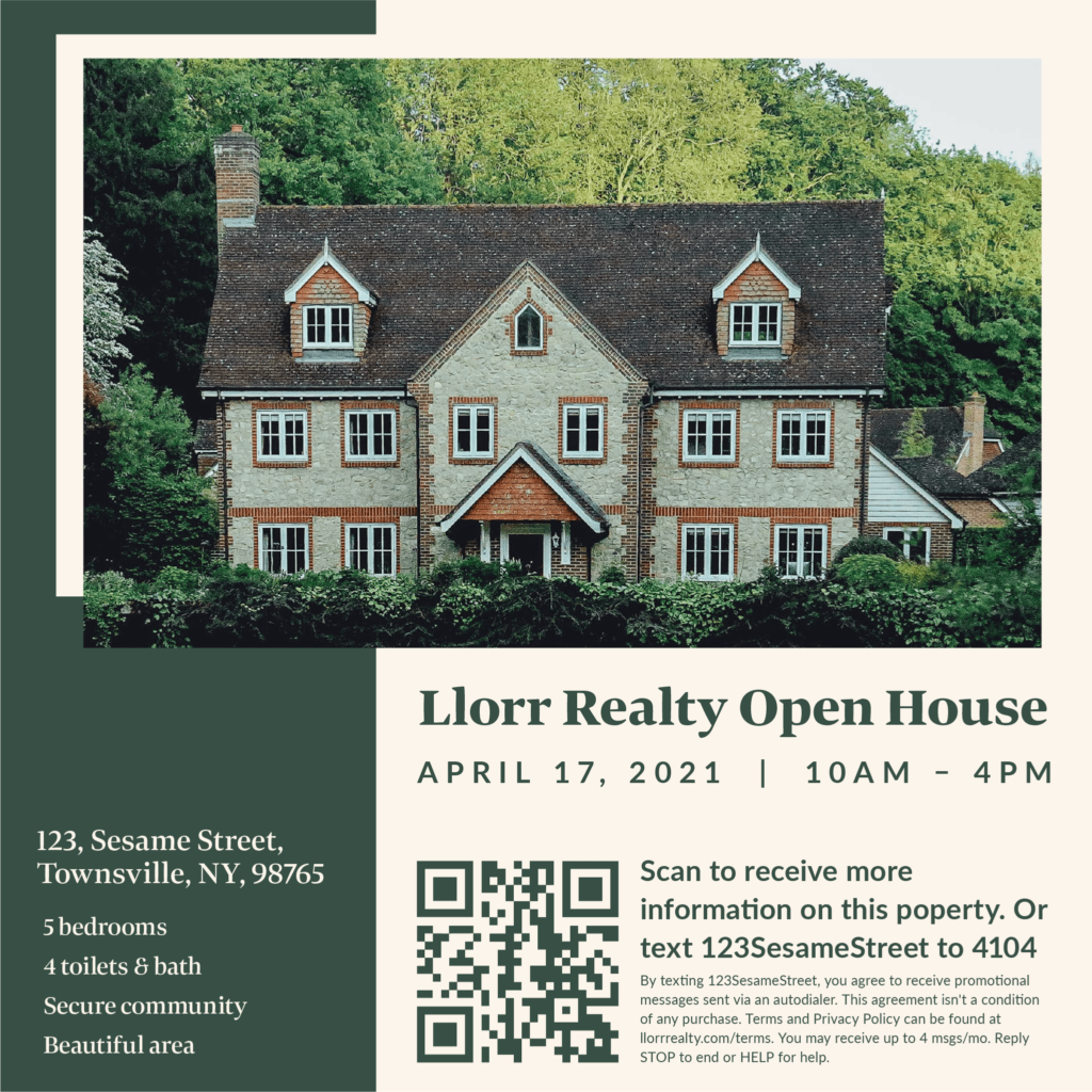 Open house invitation template with a QR code