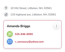 Screenshot of mobile application providing neighborhood contact information