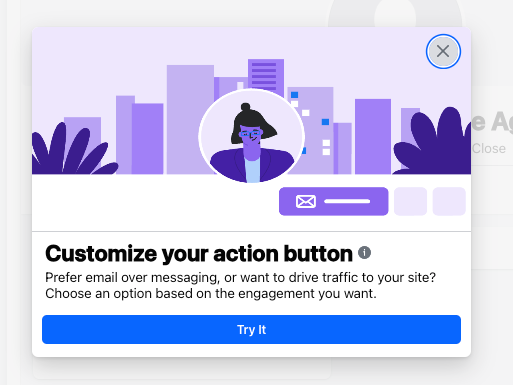 Facebook page customize your action button