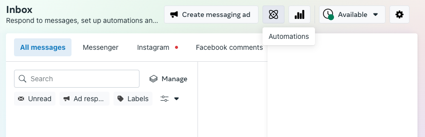 Facebook Messenger automations button