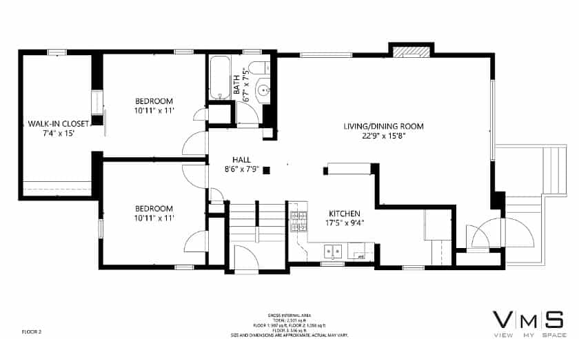 Sample floor plan printed in black and white