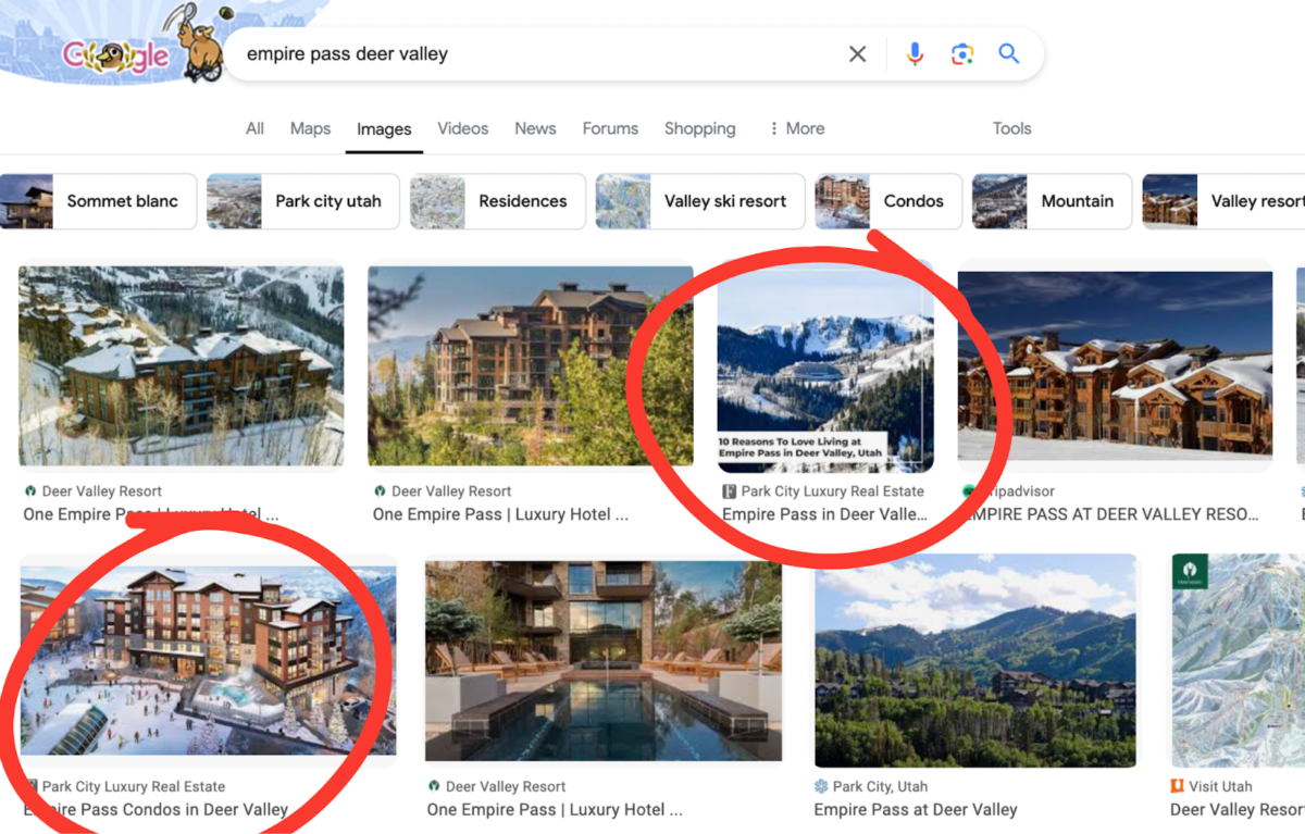 Google image search results for "Empire Pass Deer Valley"