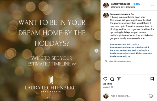  Holiday real estate carousel on Instagram from @lauraloveshouses