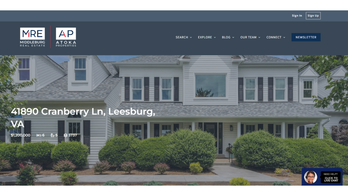 Screenshot of a sample Placester property landing page