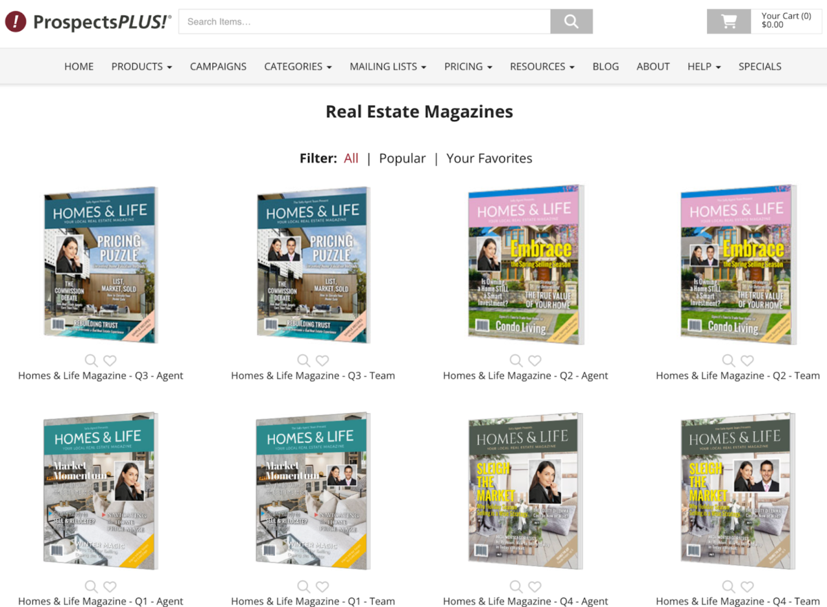 Screenshot of ProspectsPLUS! real estate magazines