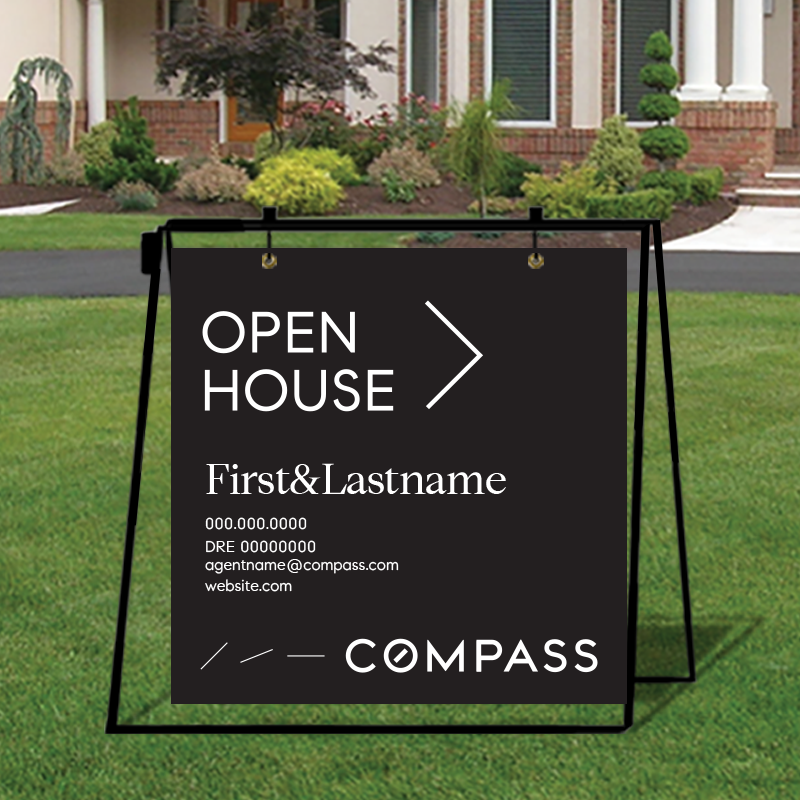 Compass open house real estate sign template with a sign rider