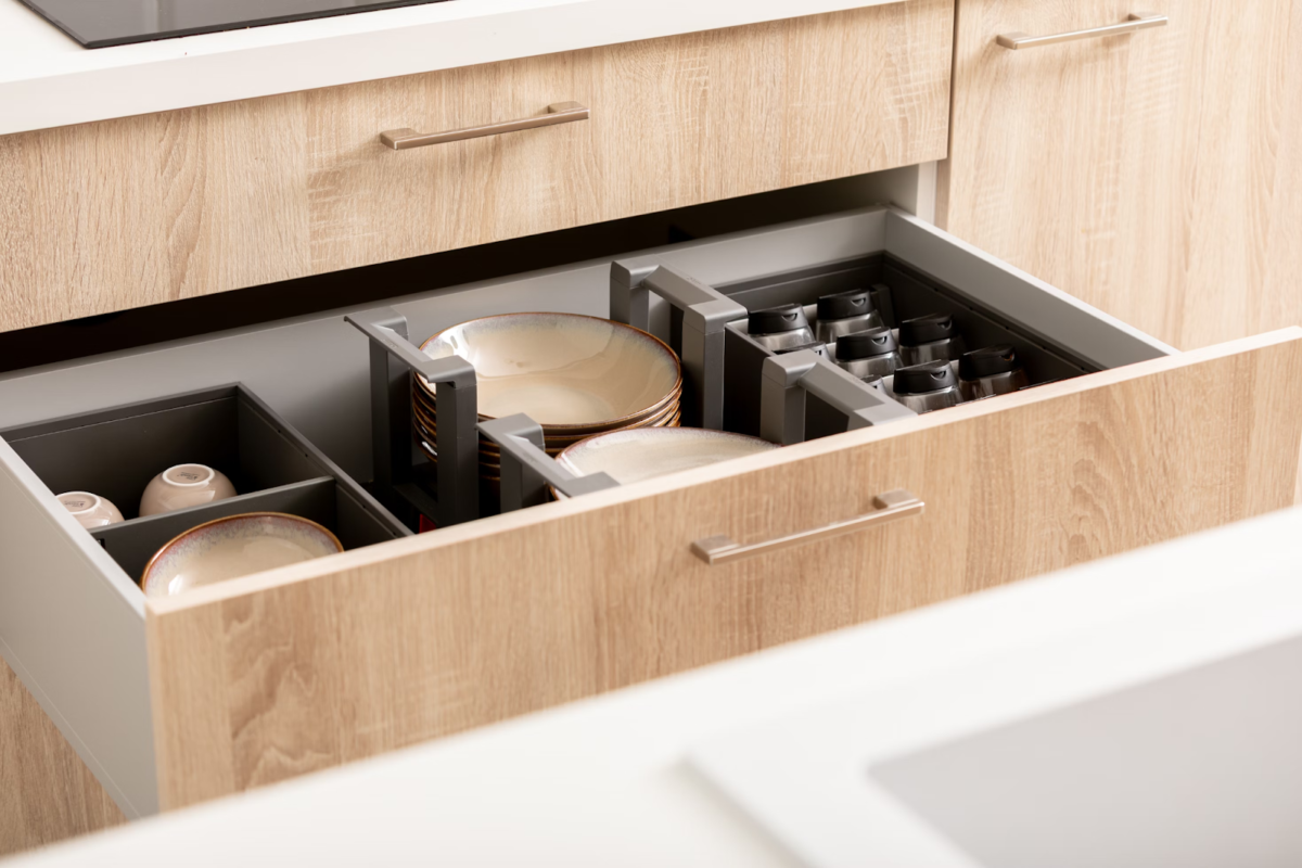 Kitchen drawers with new drawer pull handles