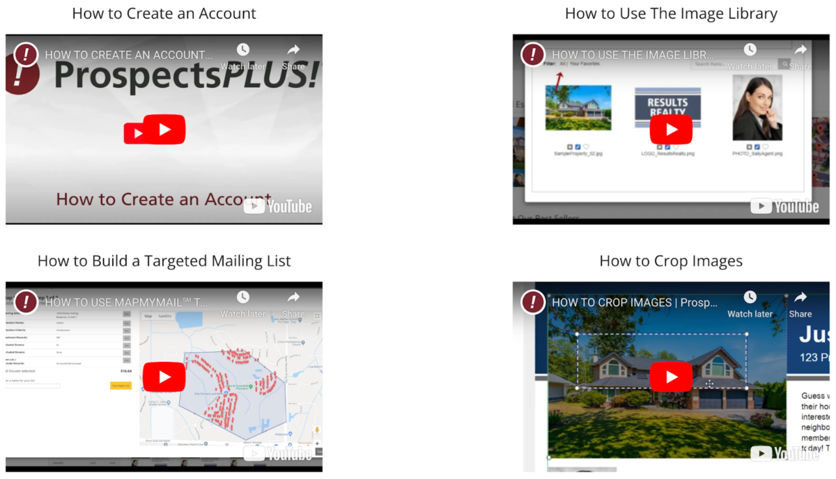 Screenshot of training videos on ProspectsPLUS!